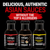 NIKIGO Soy Free Sauces Variety Pack - Original Soy Free Sauce, Hawaiian-Style Teriyaki Sauce, Noodle Sauce & Broth Concentrate - Premium Soy Sauce