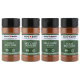 Savu Birra Gourmet Chili Seasoning 4 Pack - Texas Red Chili, Chili Powder & Hot Chili Powder, Chile Pepper Blend