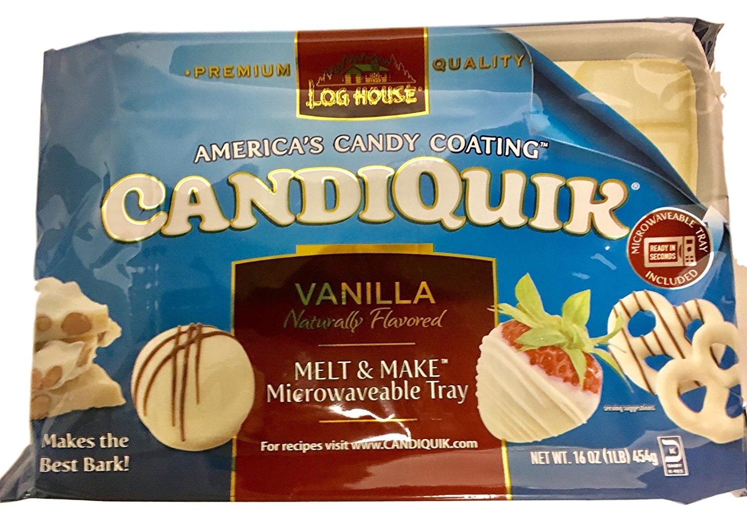 Log House Candiquik Candy Coating - One Vanilla, One Chocolate With Microwavable Trays - Holiday Christmas Baking Supplies