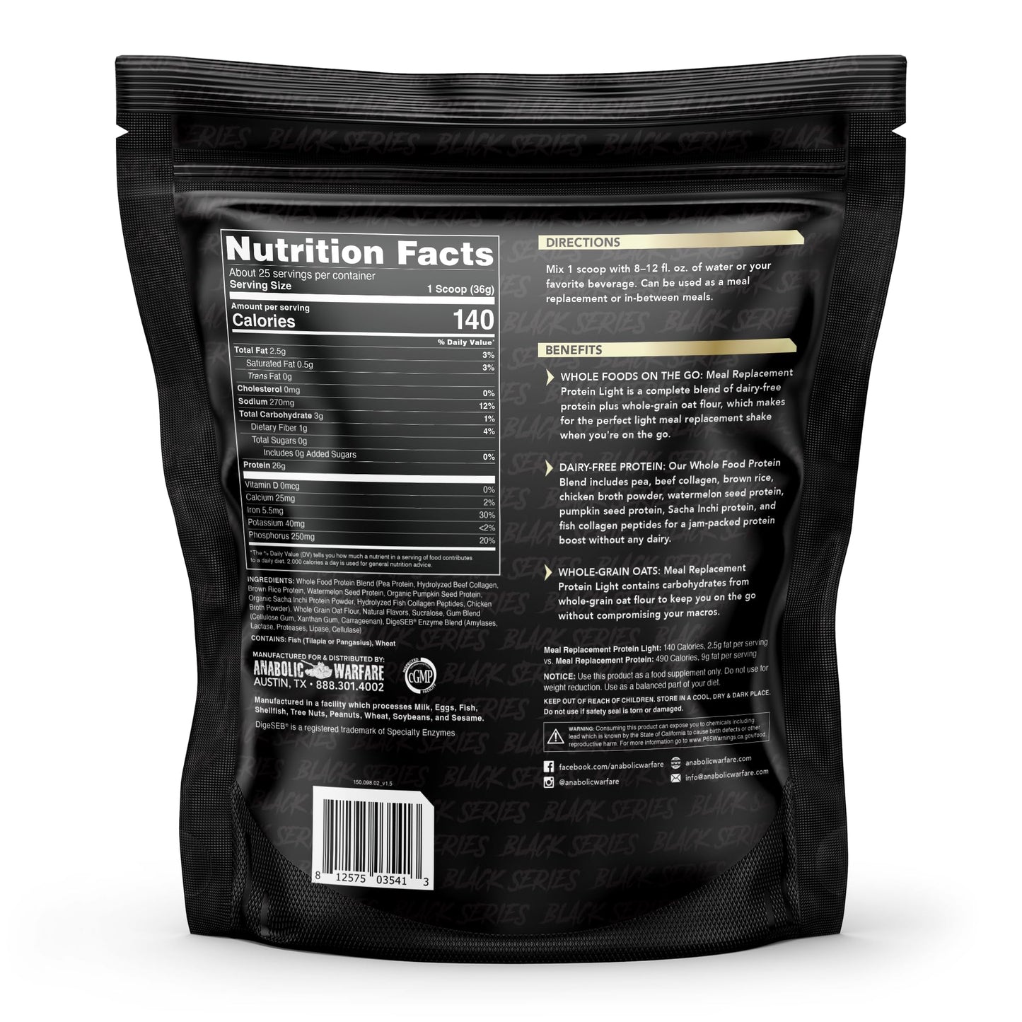 Meal Replacement Protein Light - Light Whole Food Meal Replacement Protein Powder (Blueberry Crumb Cake - 25 Servings)