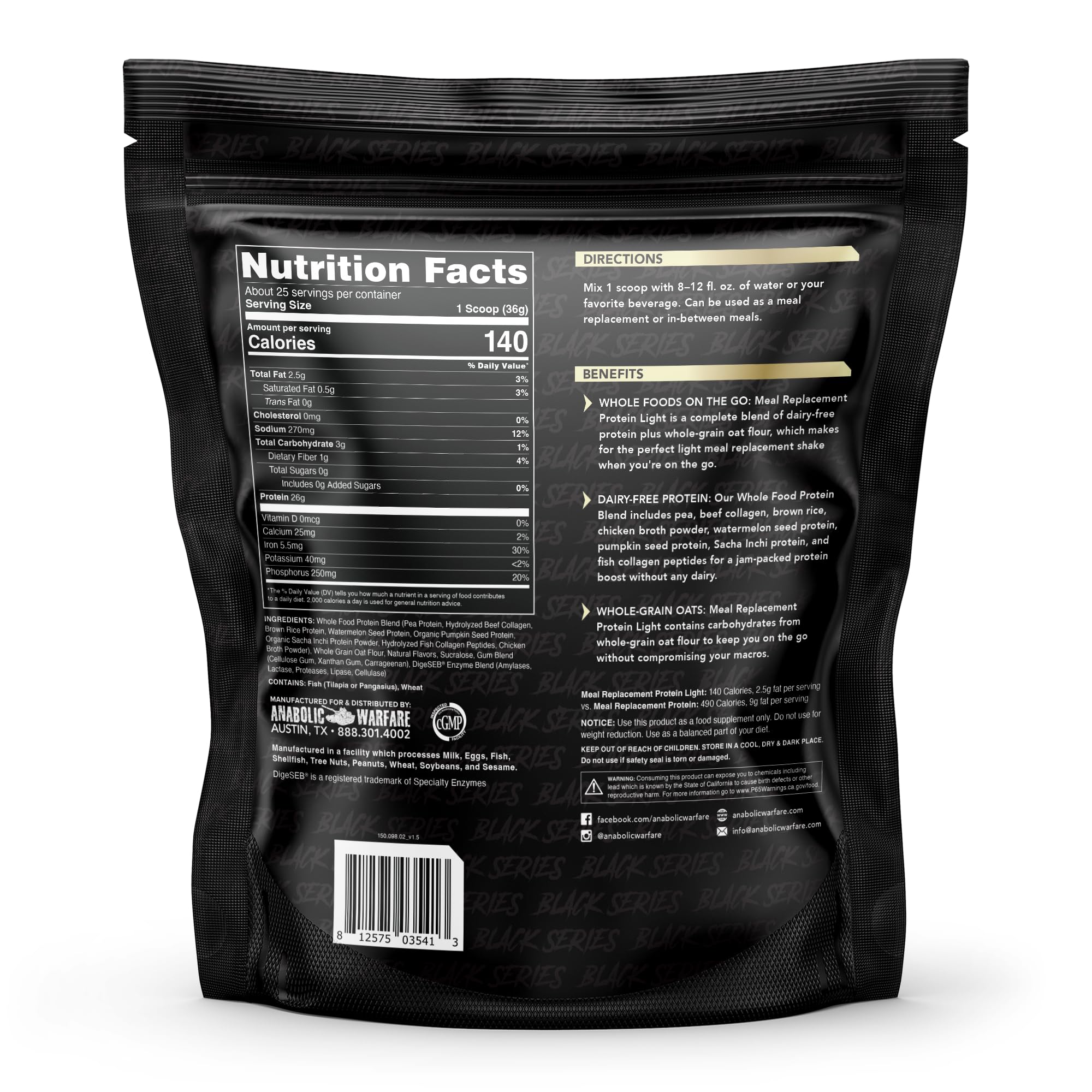 Meal Replacement Protein Light - Light Whole Food Meal Replacement Protein Powder (Blueberry Crumb Cake - 25 Servings)