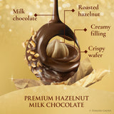 Ferrero Rocher Gourmet Hazelnut Milk Chocolate Gift Box, 12 Individually Wrapped Chocolates, 5.3 oz