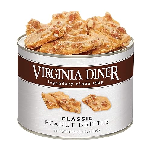 Virginia Diner Gourmet Natural Classic Peanut Brittle - XL Buttery Virginia Peanuts Non-GMO, Preservative Free Gifts from Virginia Since 1929-16 Oz