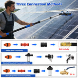 TONYINGO 5-20FT Solar Panel Cleaning Brush Kit - Telescopic Pole with Dual Action Flip-Lock & Screw Fixing, Water Flow & Soap Dispenser, Ideal