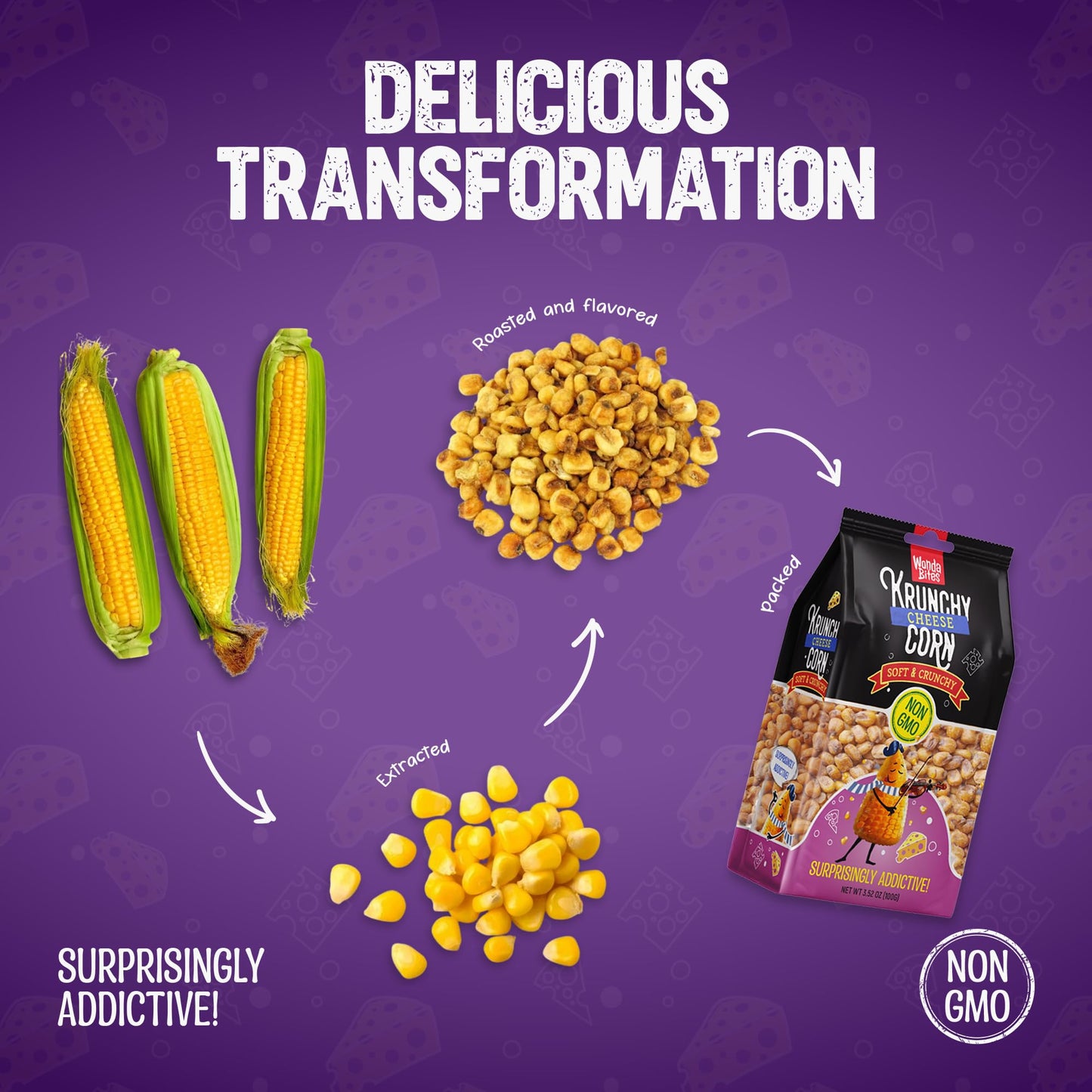 Roasted Corn Nuts - Cheese Flavor - Krunchy Corn | Crunchy Premium Snack from Spain | Non-GMO & Gluten-Free Savory Corn Snack | Party & Travel Snack