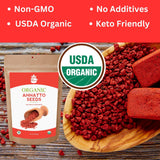 SPICY ORGANIC Annatto Seeds Whole 8 Oz. - USDA Certified Organic - All-Natural Achiote Seeds Spice and Seasoning for Rice, Cheese, Sauces, Achiote