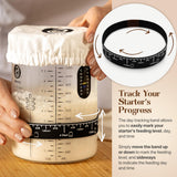 Sourdough Starter Kit with 40 oz Glass Jar - Extra Thermometer Strips and Breathable Covers Included in Sourdough Starter Jar Kit - A Perfect
