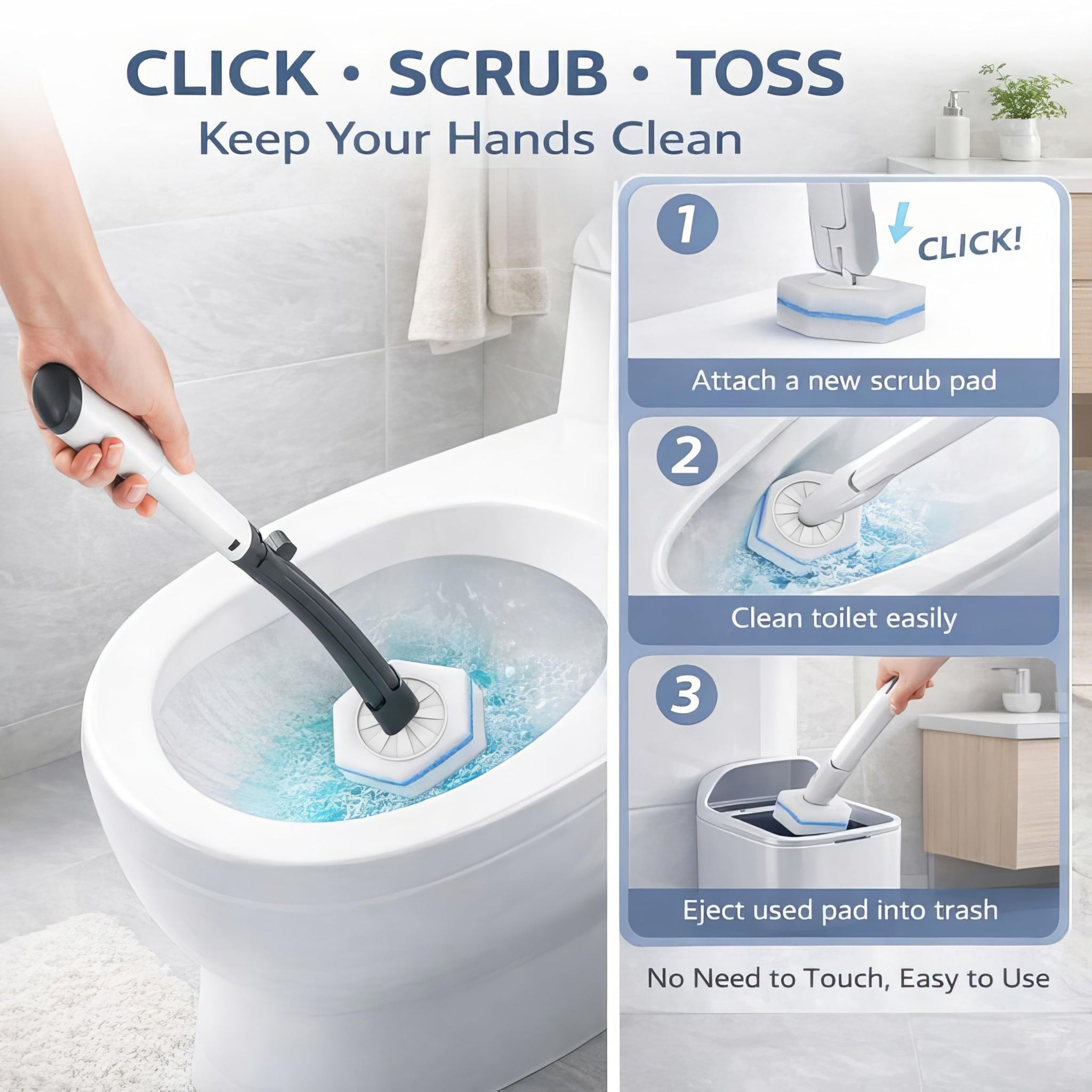 Toilet Wand Refills 10 Count, Compatible with Clorox Wand & Most Standard Wand Handles | Disposable Bowl Cleaner Refills for Toilets | Toilet Scrubber