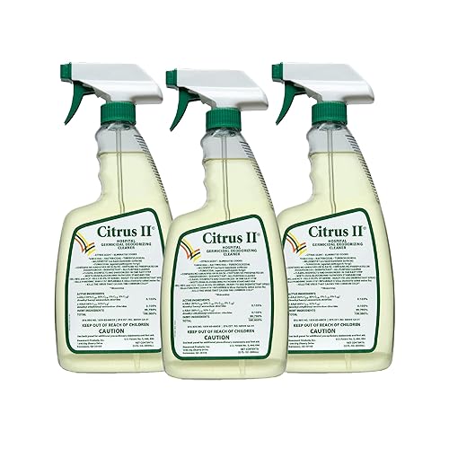 Citrus II Hospital Germicidal Deodorizing Cleaner - Fresh Citrus Scent - Disinfecting Spray Cleaner - 22 Fl Oz - Pack of 3
