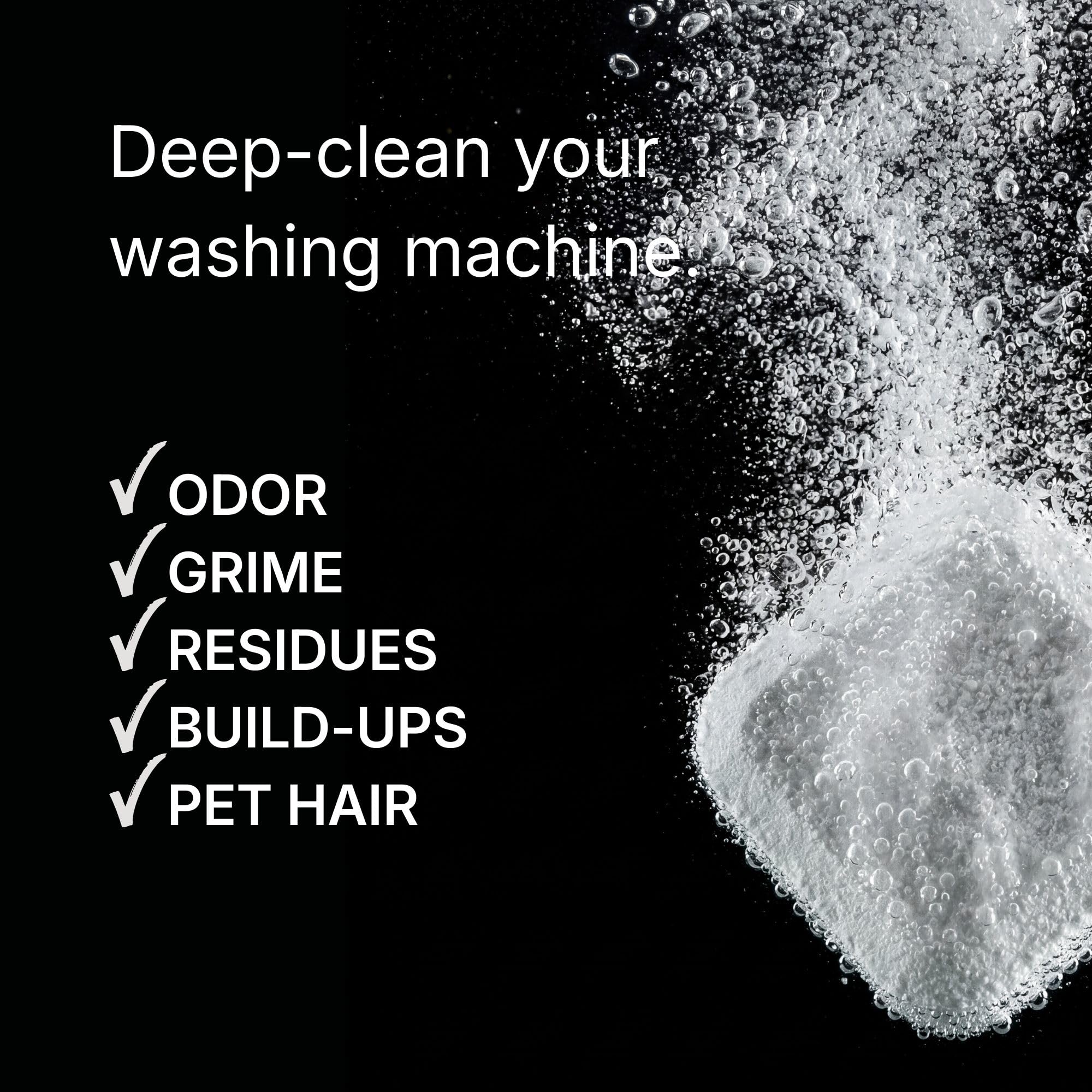 BOMBO STORE Washing Machine Cleaner for Pet Owners - Enzymatic Deep Clean Tablets for Pet Hair, Urine & Odor Removal - Septic Safe for HE, Front & Top