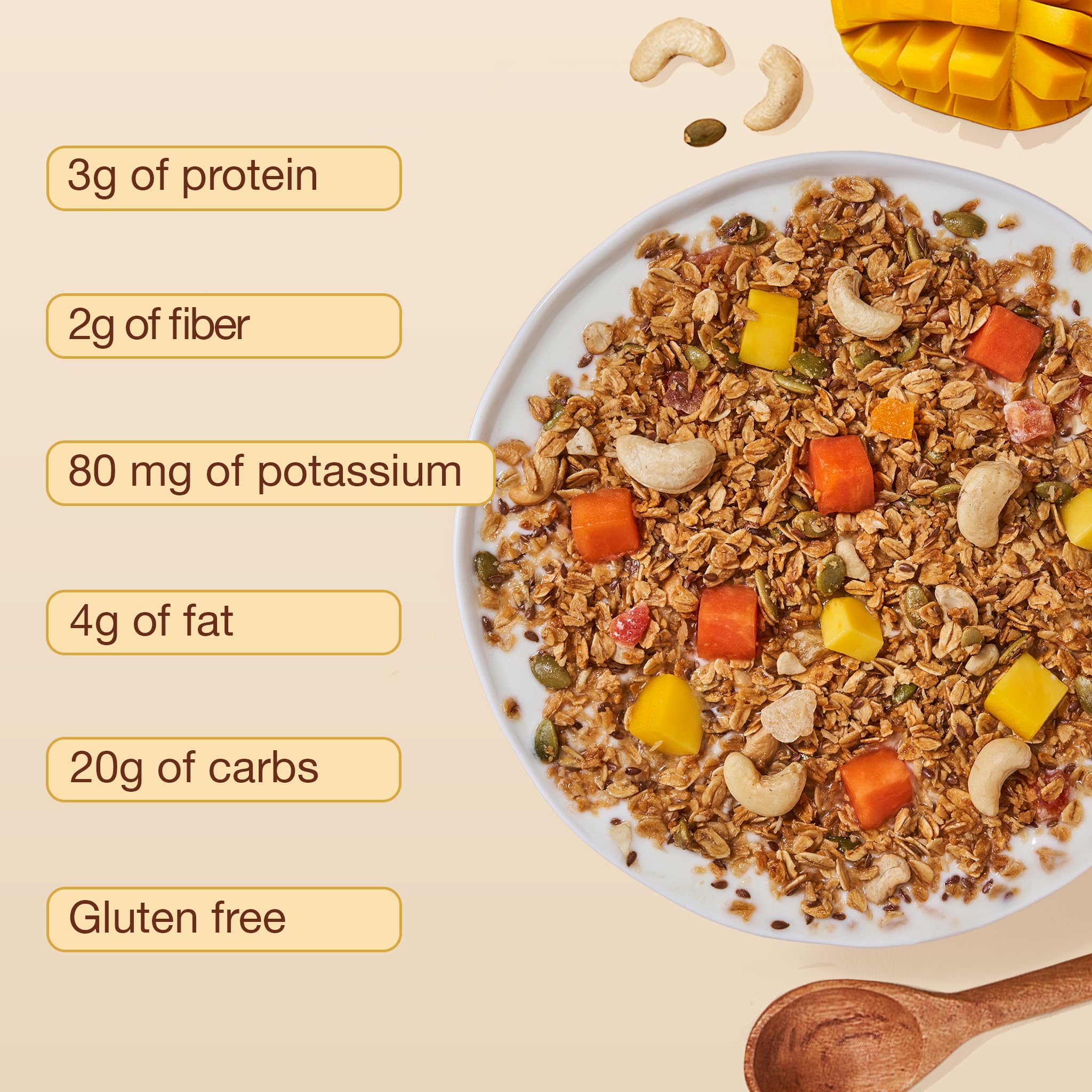 ToYou Snacks Gluten Free Granola, Fruit and Granola Cereal | Tropical Fruit Medley - 12 Ounce (Pack of 1) | Plant Based, Vegan, Healthy Snacks