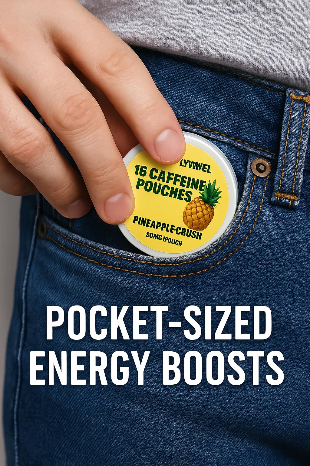 LyvWel Caffeine Dip Pouches| Nootropic Energy| Variety Pack Caffeine Pouches, 5 Flavors - Pineapple Crush, Mango Crush, Cherry Blast, Peach Iced Tea