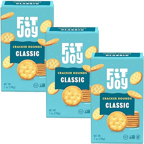 FitJoy Grain Free Crackers in Classic (Salt) Flavor - Round Party Crackers without Gluten, Non-GMO Project Verified - Vegan, Nut Free, Savory Snack