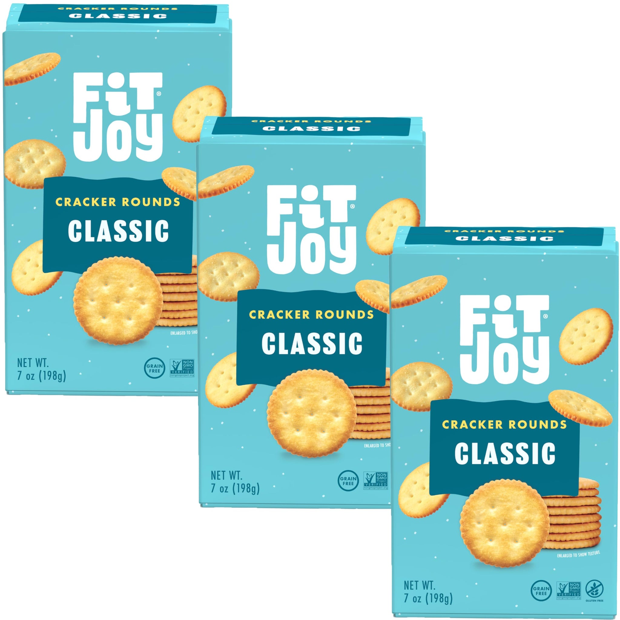 FitJoy Grain Free Crackers in Classic (Salt) Flavor - Round Party Crackers without Gluten, Non-GMO Project Verified - Vegan, Nut Free, Savory Snack