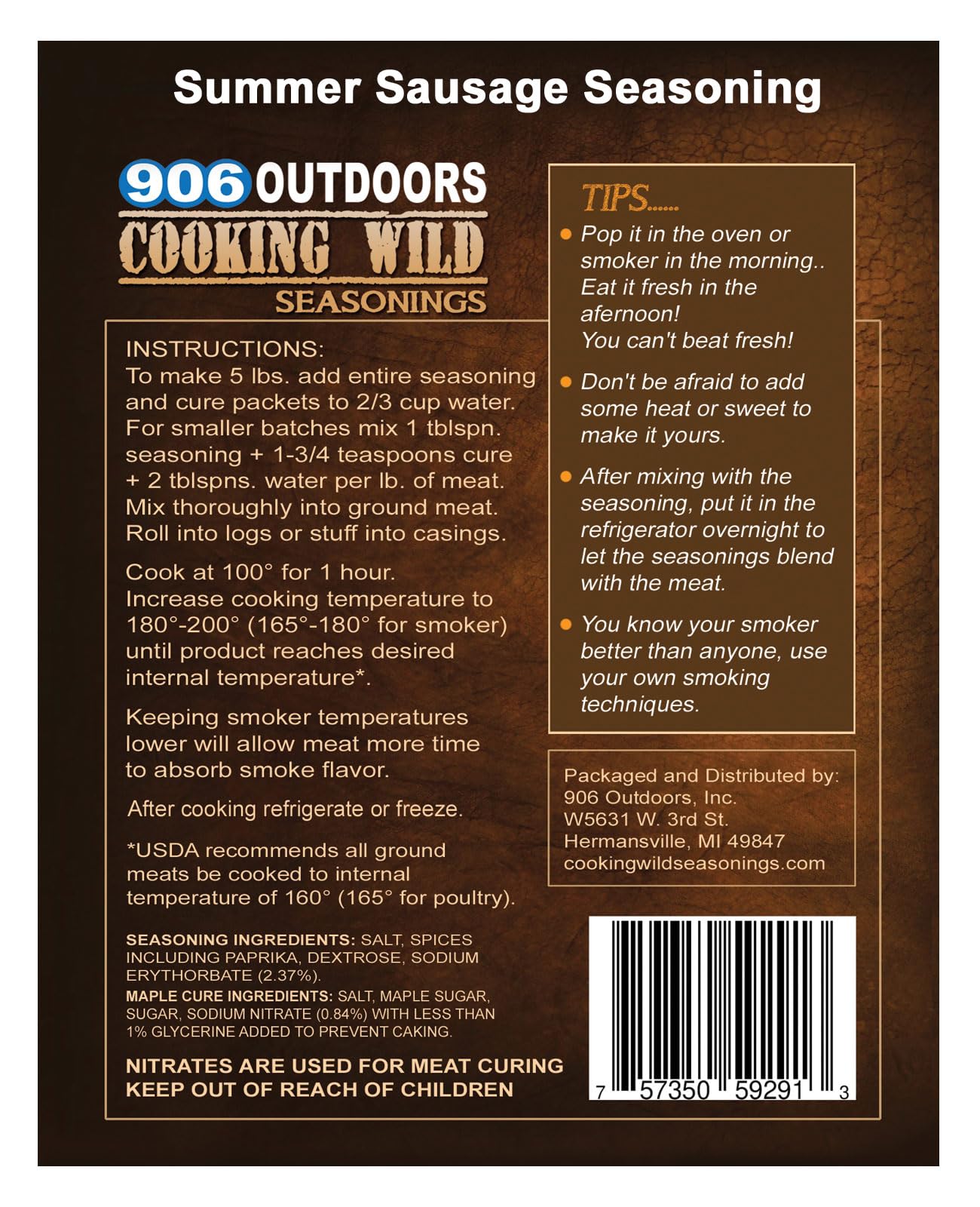 Cooking Wild Seasonings DEER CAMP Variety 6 Pack, Seasongs up to 30 pounds of Wild Game or Domestic Meat, 1.56 pounds