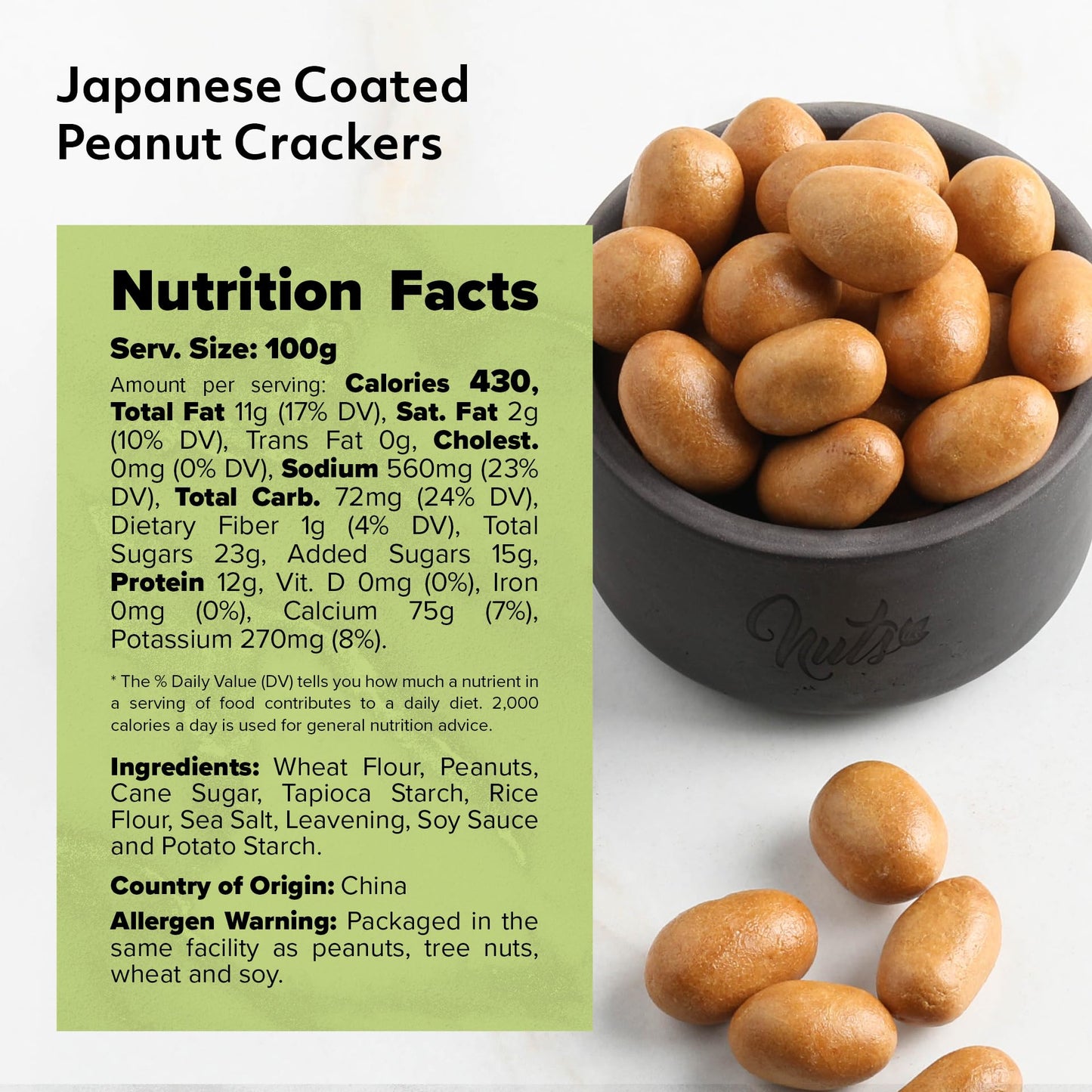 NUTS U.S. - Japanese Coated Peanut Crackers | Original Flavor | No Trans Fat and Non-GMO | Natural Snacks | Packed in a Resealable Bag!!! (Original, 2