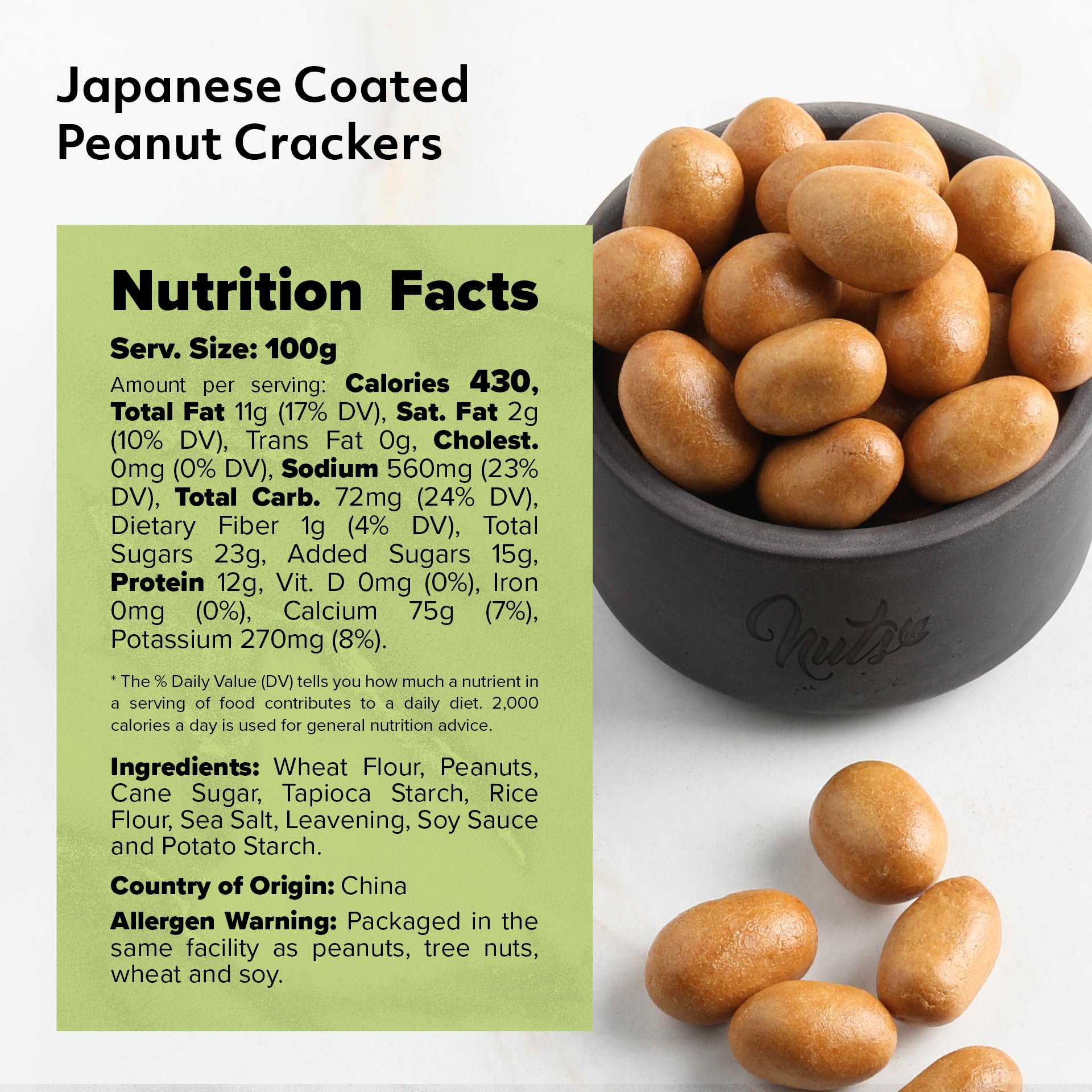 NUTS U.S. - Japanese Coated Peanut Crackers | Original Flavor | No Trans Fat and Non-GMO | Natural Snacks | Packed in a Resealable Bag!!! (Original, 2