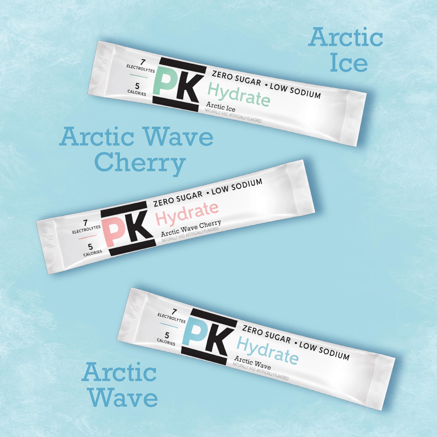 Pure Kick Arctic hydration Variety pack Singles to Go Powdered Drink Mix, Arctic Wave, Arctic Wave Cherry, Arctic Ice, 40 Count Packets