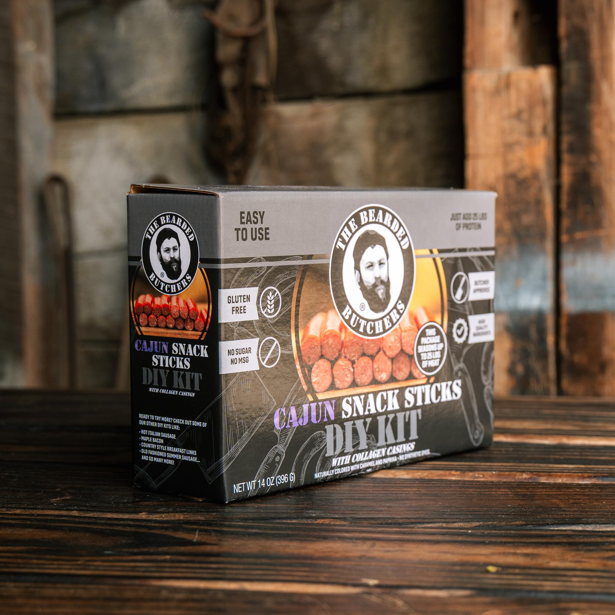 Bearded Butchers Cajun Snack Stick DIY Kit - Make Cajun-Flavored Snack Sticks with Beef, Venison, or Any Meat - Includes Cajun Seasoning, 17mm
