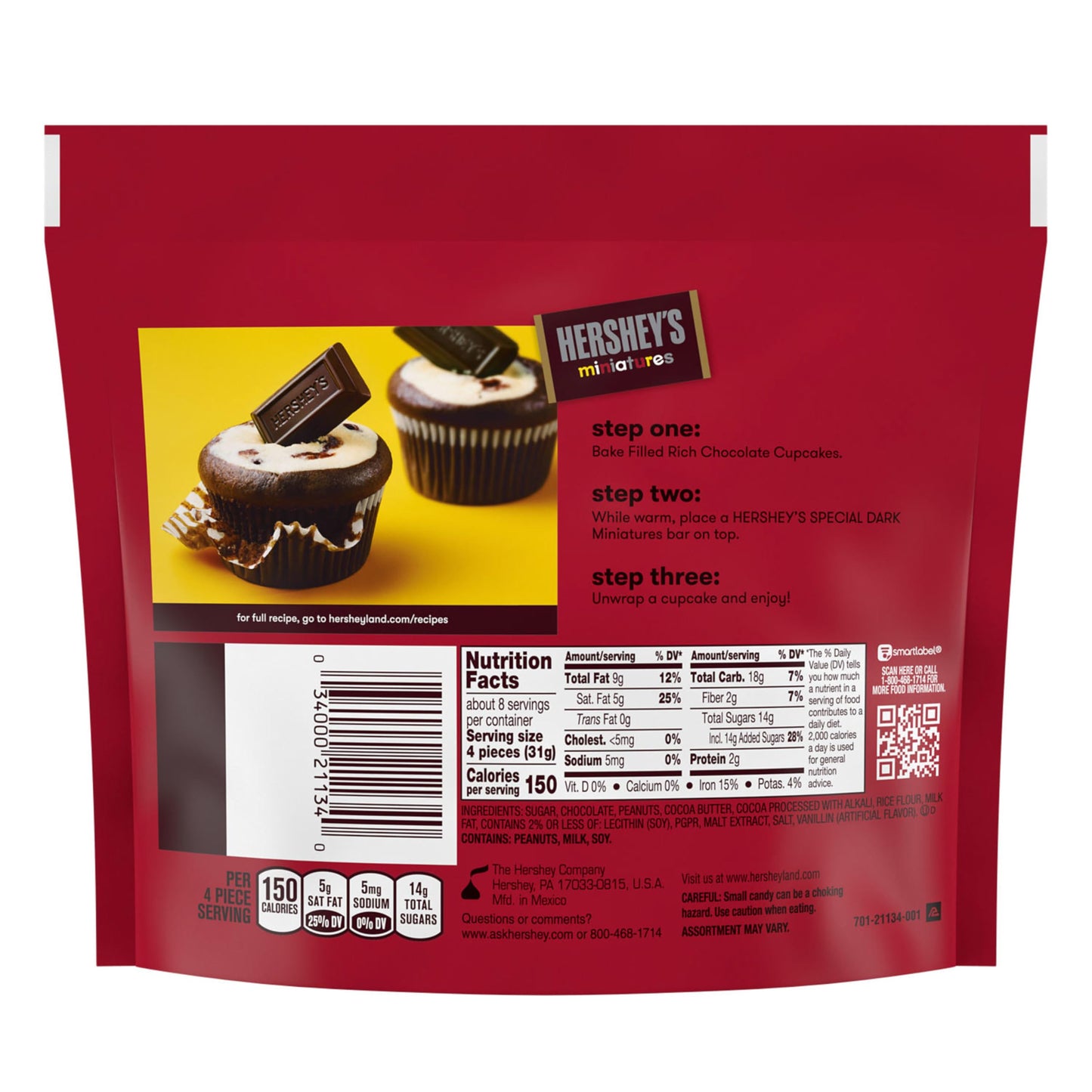Hershey's Special Dark, Miniatures Assorted Chocolate Candy Share Pack, 9 Ounce