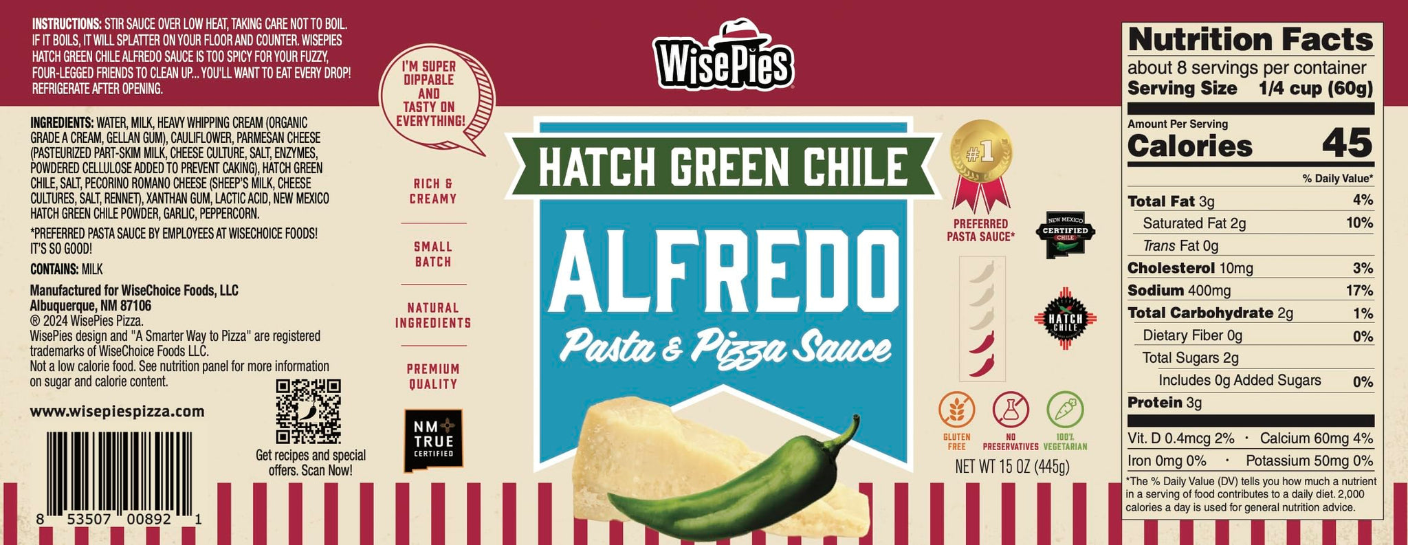 Hatch Green Chile Alfredo Pasta & Pizza Sauce