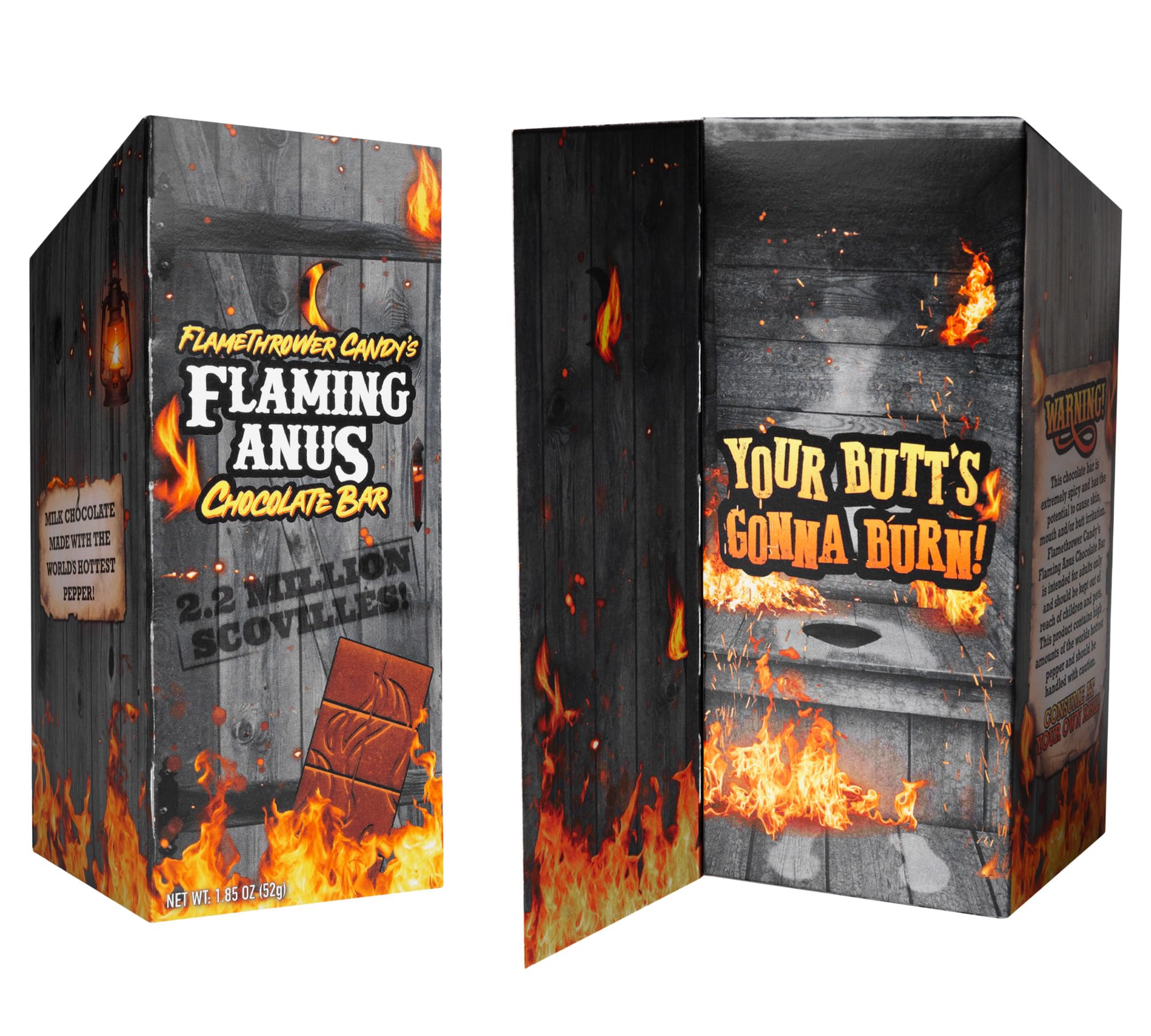 The Flaming Chocolate Bar: Carolina Reaper Milk Chocolate Bar, Full Size, Made with World's Hottest Pepper, 2.2 Million Scoville, Milk Chocolate, USA