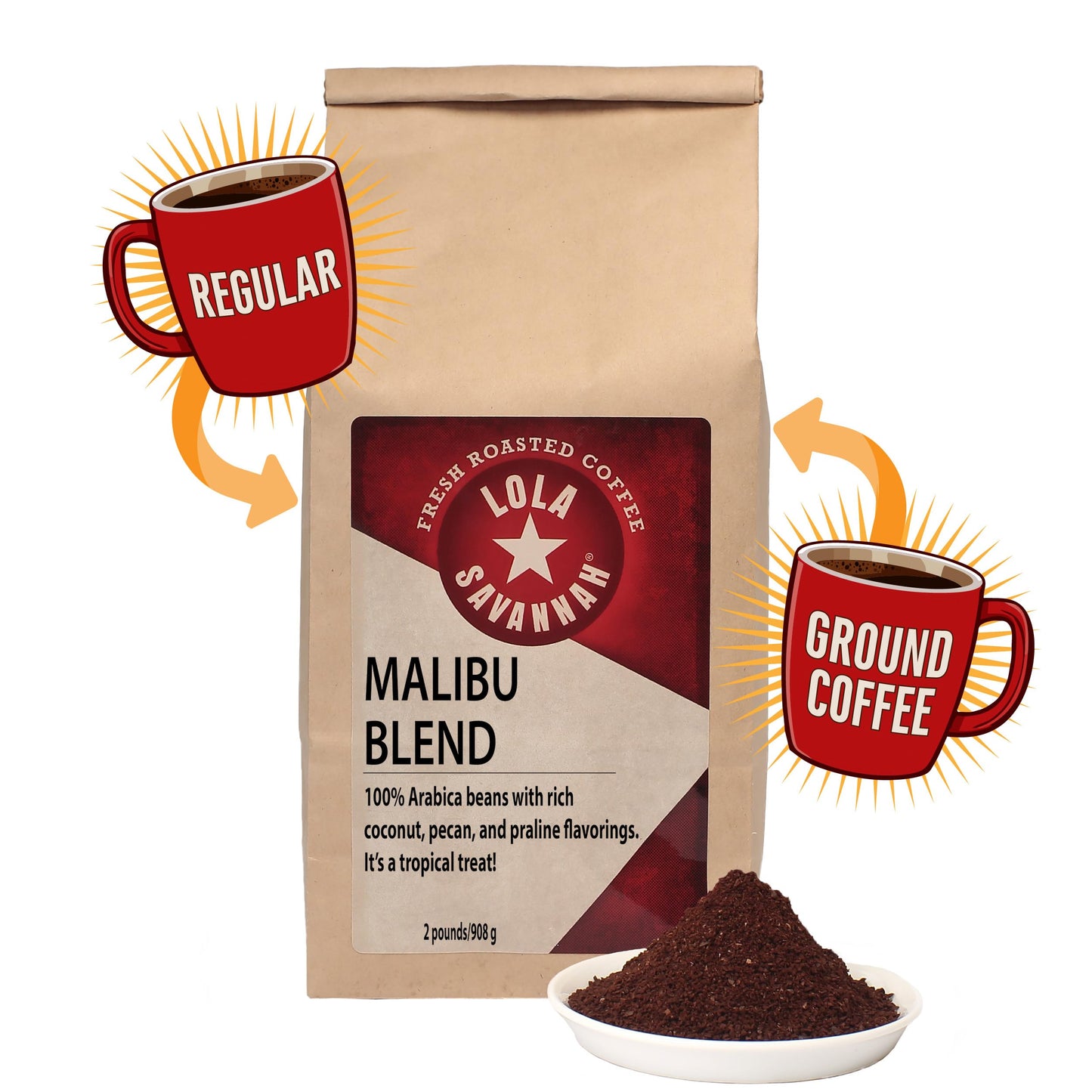 Lola Savannah Malibu Blend Ground Caffeinated Coffee, 2lb