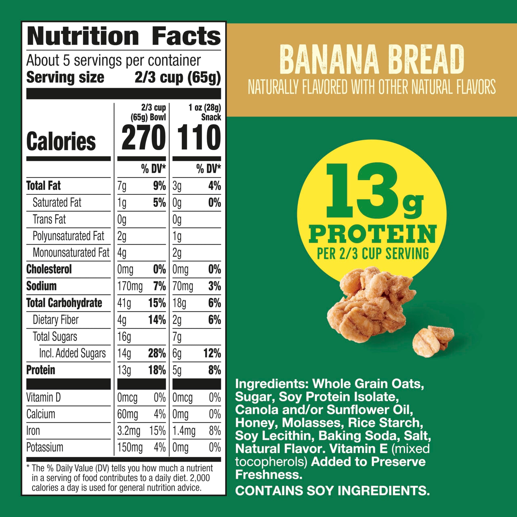 Nature Valley Protein Granola, Banana Bread Flavor, Resealable Snack Pouch, 11 oz