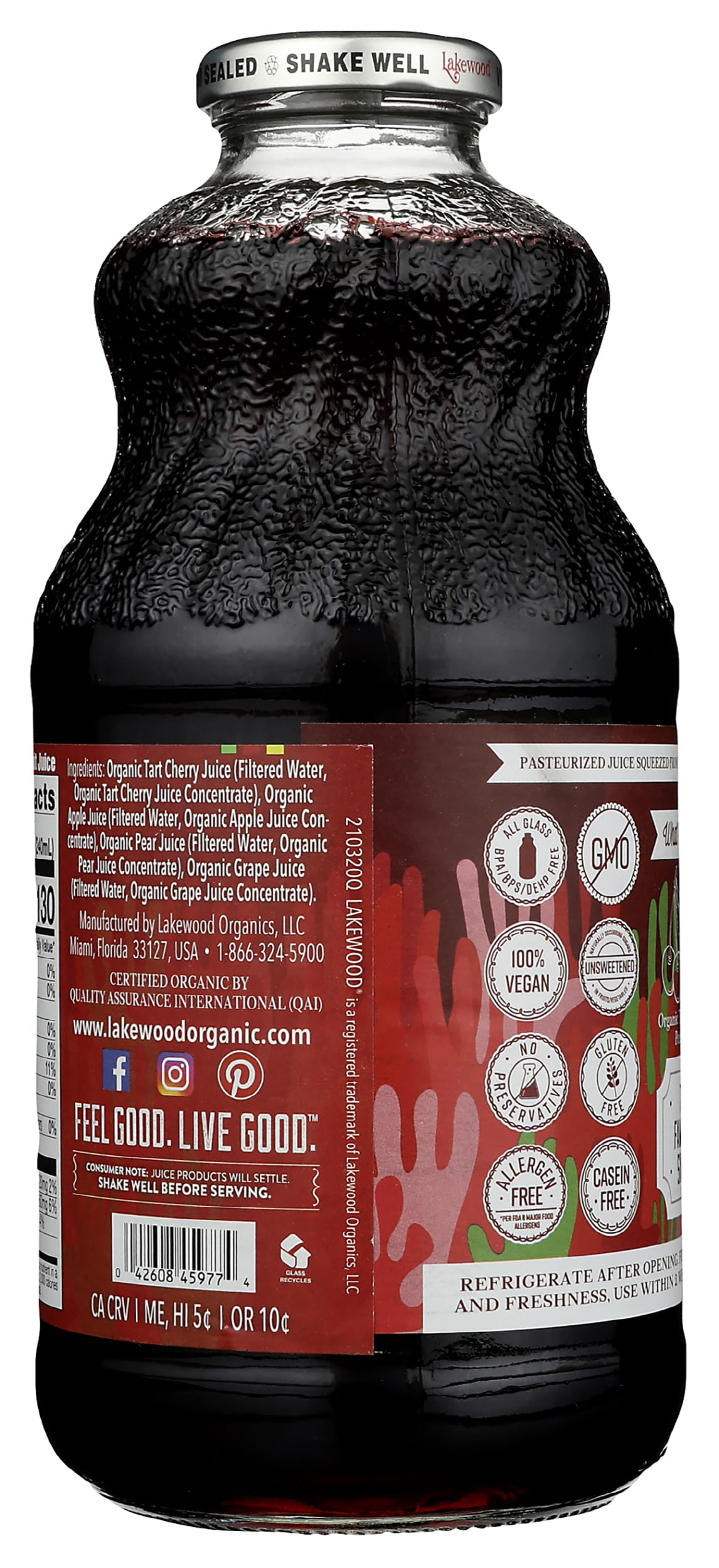 Lakewood Organic Smart Healthy Tart Juice, Cherry, 32 oz