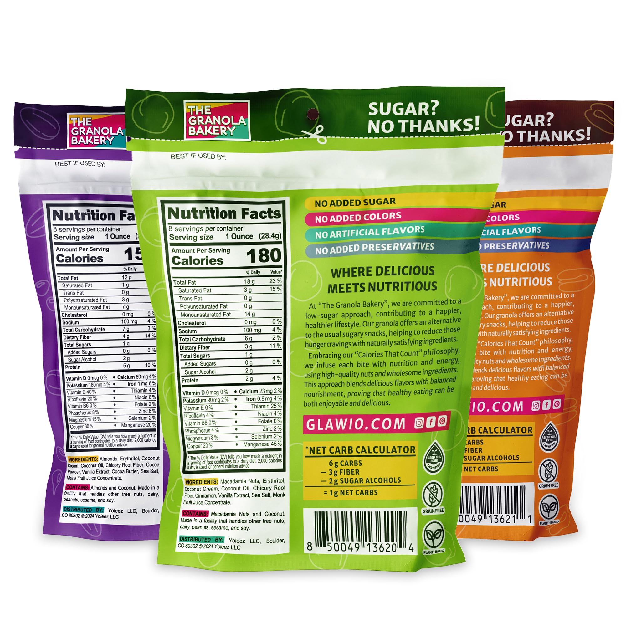 THE GRANOLA BAKERY TGB Variety Keto Nuts, 1g Net Carb, No Added Sugar, High Fiber, Gluten Free, Grain Free, Healthy Low Carb Snack, 8oz Resealable