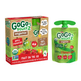 GoGo squeeZ Organic Applesauce, Apple Strawberry, 3.2 Ounce (4 Pouches), Gluten Free, Vegan Friendly, Unsweetened Applesauce, Recloseable, BPA Free