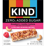KIND ZEROg Added Sugar Keto Snack Bars, Low Sugar, Gluten Free, Raspberry Vanilla Chashew, 5 Count