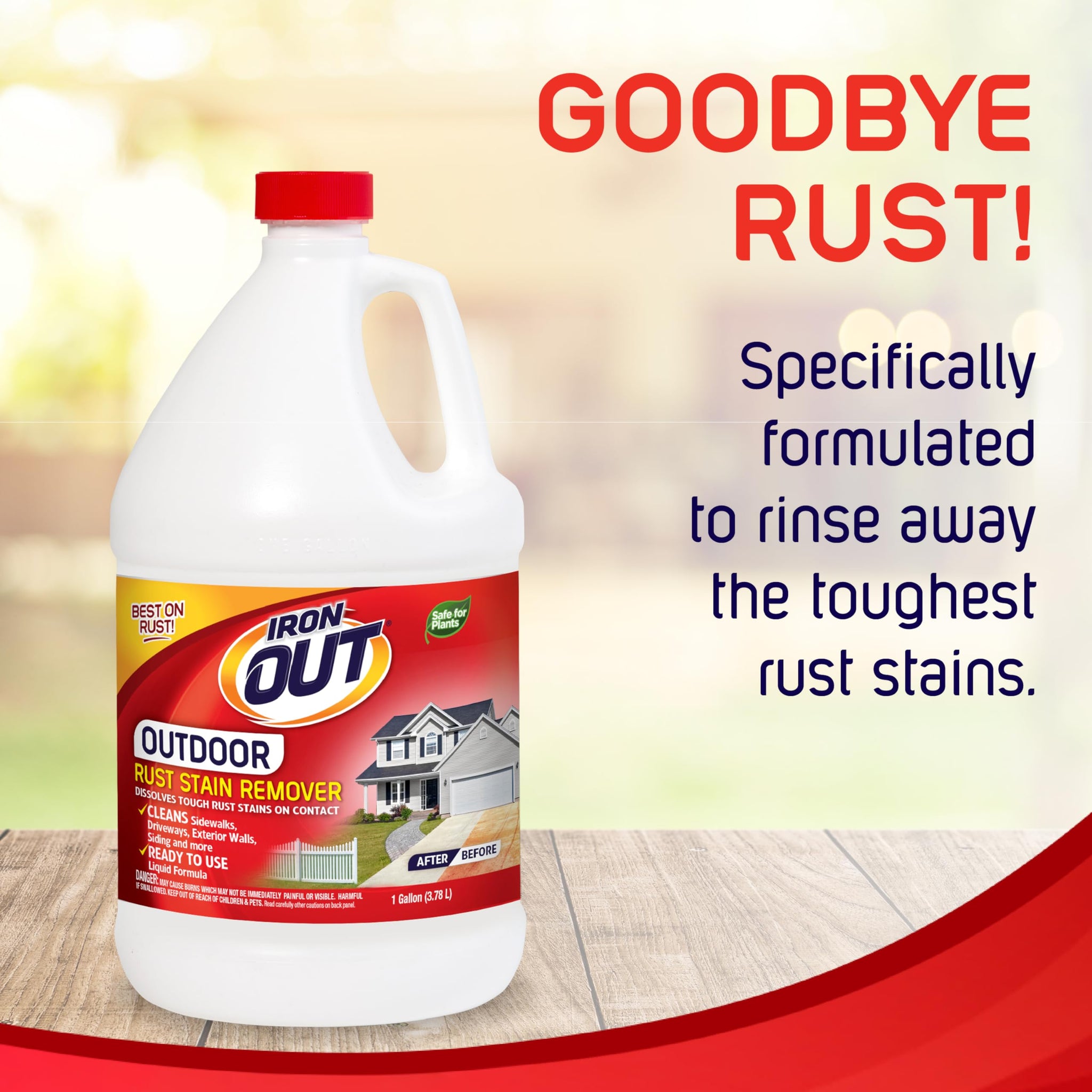 Iron OUT Liquid Rust Stain Remover, Pre-mixed, Quickly Removes Rust Stains from Concrete, Vinyl and Other Outdoor Surfaces, No Scrubbing, Safe to Use