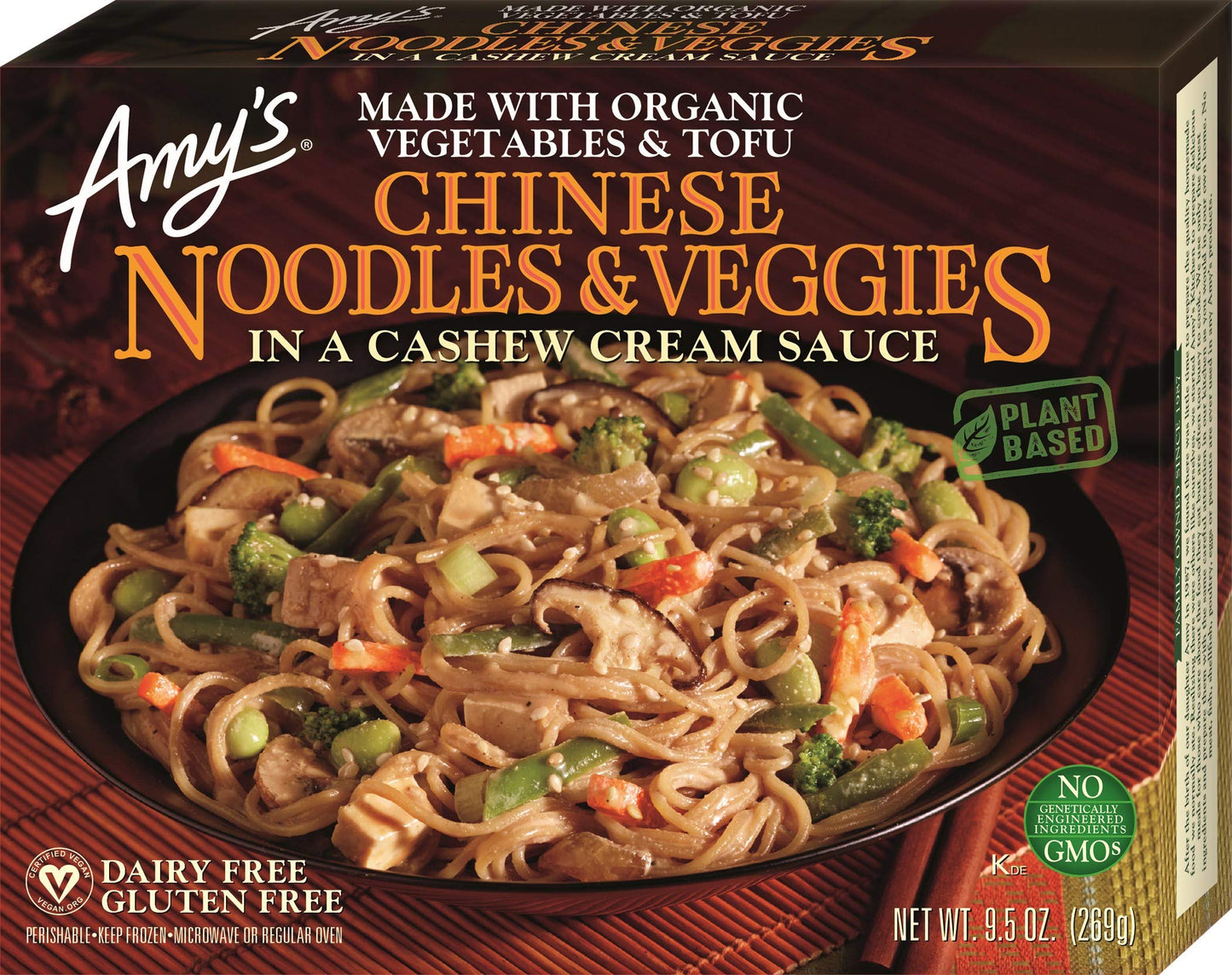 Amy’s Frozen Entrées, Chinese Noodles & Veggies in a Cashew Cream Sauce, 9.5 oz.