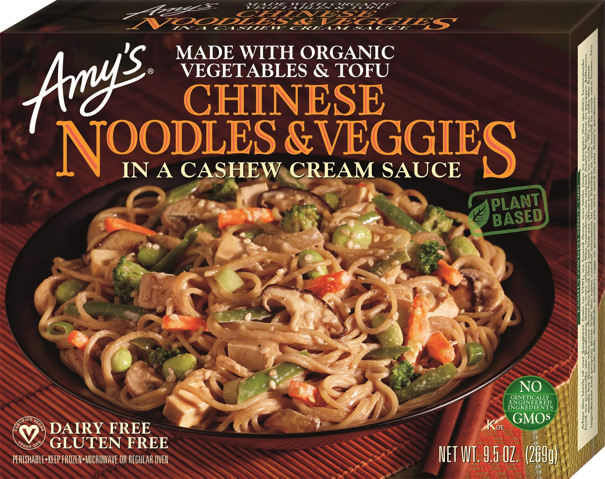 Amy’s Frozen Entrées, Chinese Noodles & Veggies in a Cashew Cream Sauce, 9.5 oz.