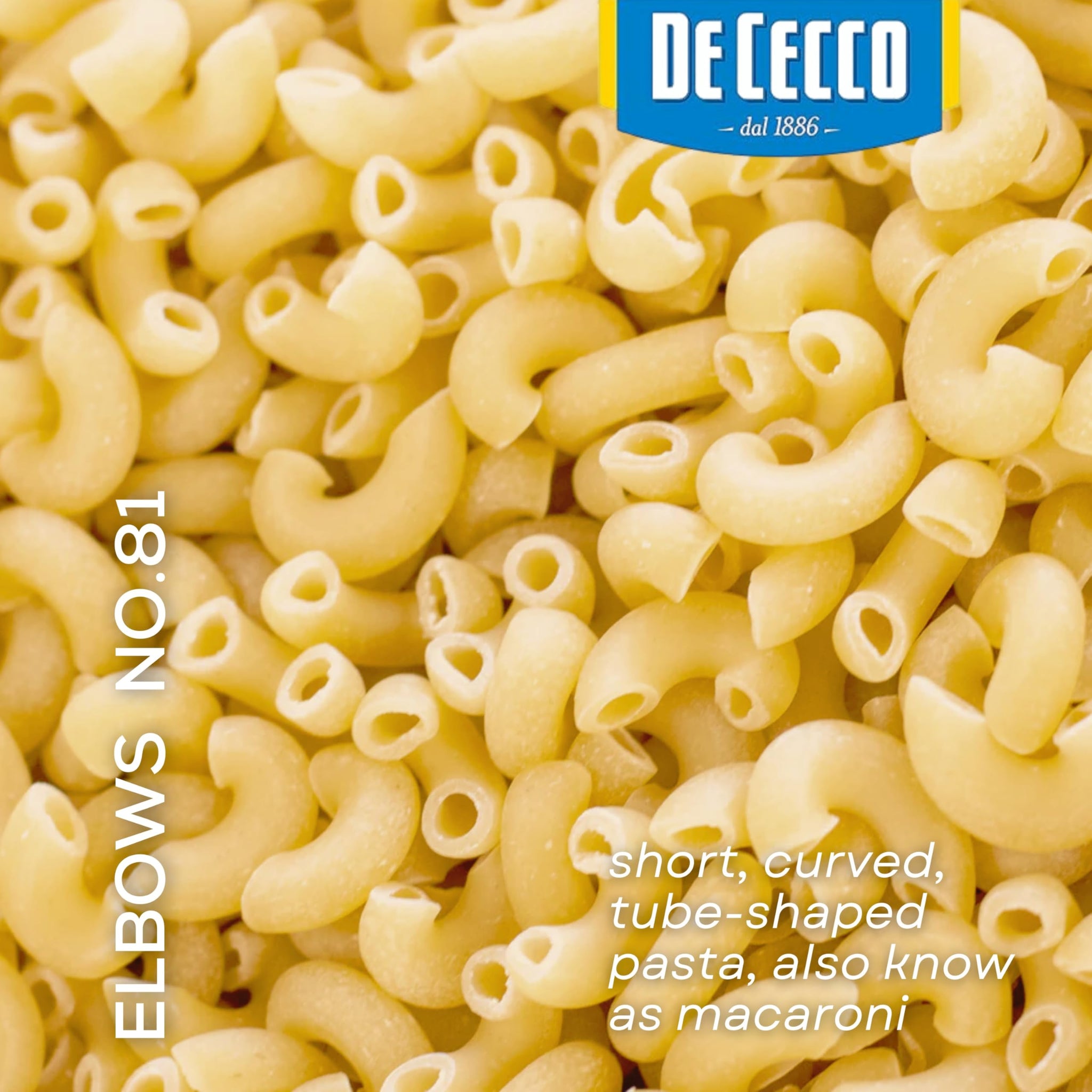 De Cecco Elbows No. 81 Pasta, 16 Oz, Authentic, Slow Dried, Made with Durum Wheat, Versatile Pasta for Sauces & Recipes, Made in Italy