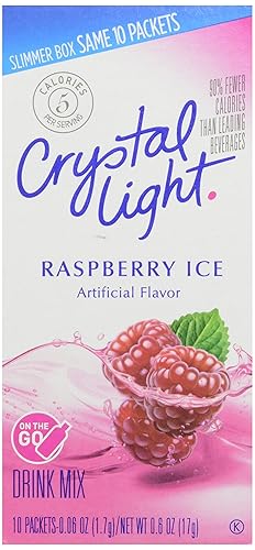 Crystal Light Sugar-Free Raspberry Ice On-The-Go Powdered Drink Mix 1 Box of 10 packets