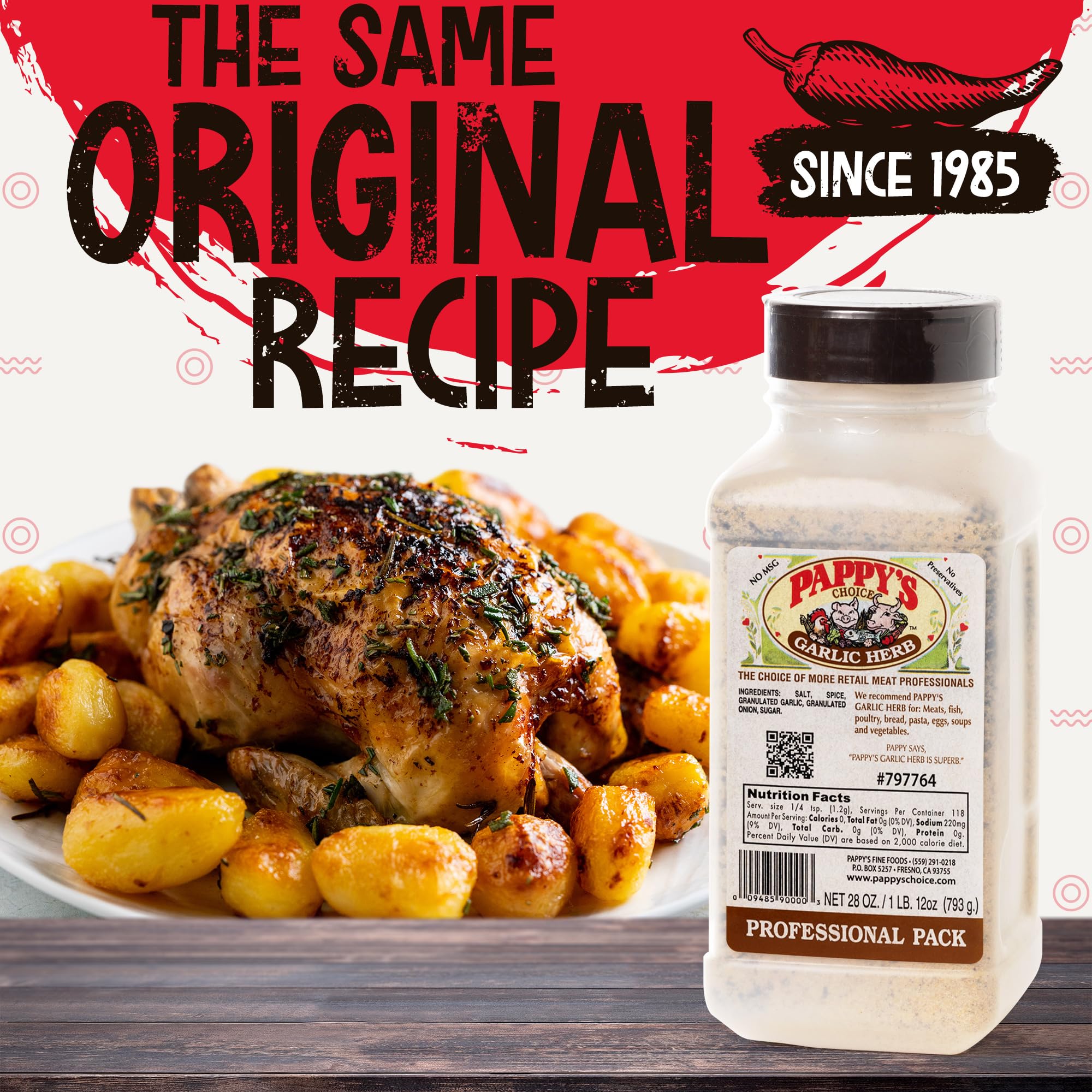 Pappy's Garlic & Herb Seasoning - Perfect for BBQ, Smoked Brisket, Steak, Chicken, Seafood, Veggies & More | Ideal for Grilling, Roasting