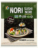 Kimnori Organic Roasted Seaweed Sushi Nori Sheets (10 sheets, 25g) - Professional Grade Full Size Nori for Sushi & Kimbap - California Crafted, Keto