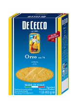 De Cecco Semolina Pasta, Orzo No.74, 1 Pound