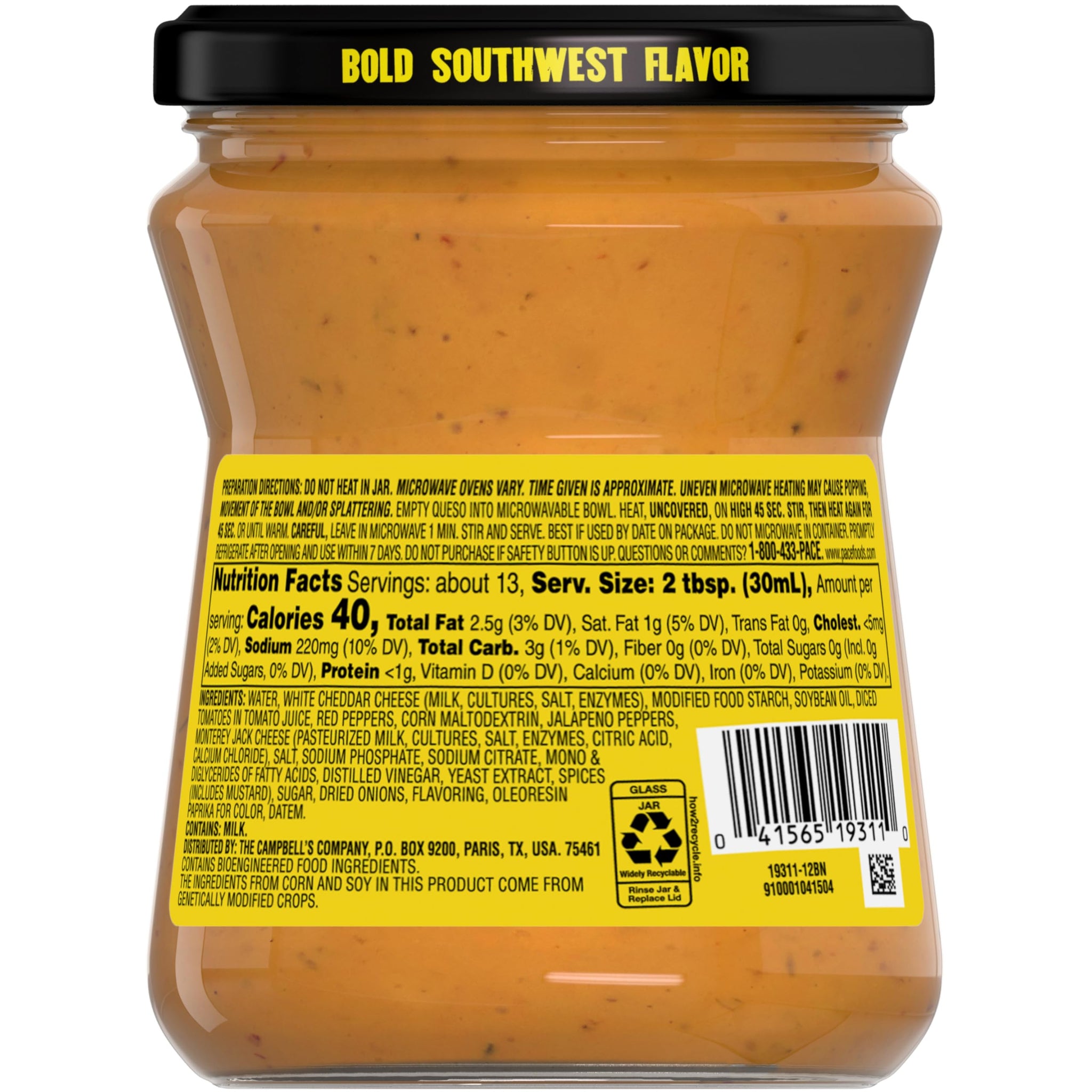 Pace Medium Salsa con Queso Dip, 15 oz Jar