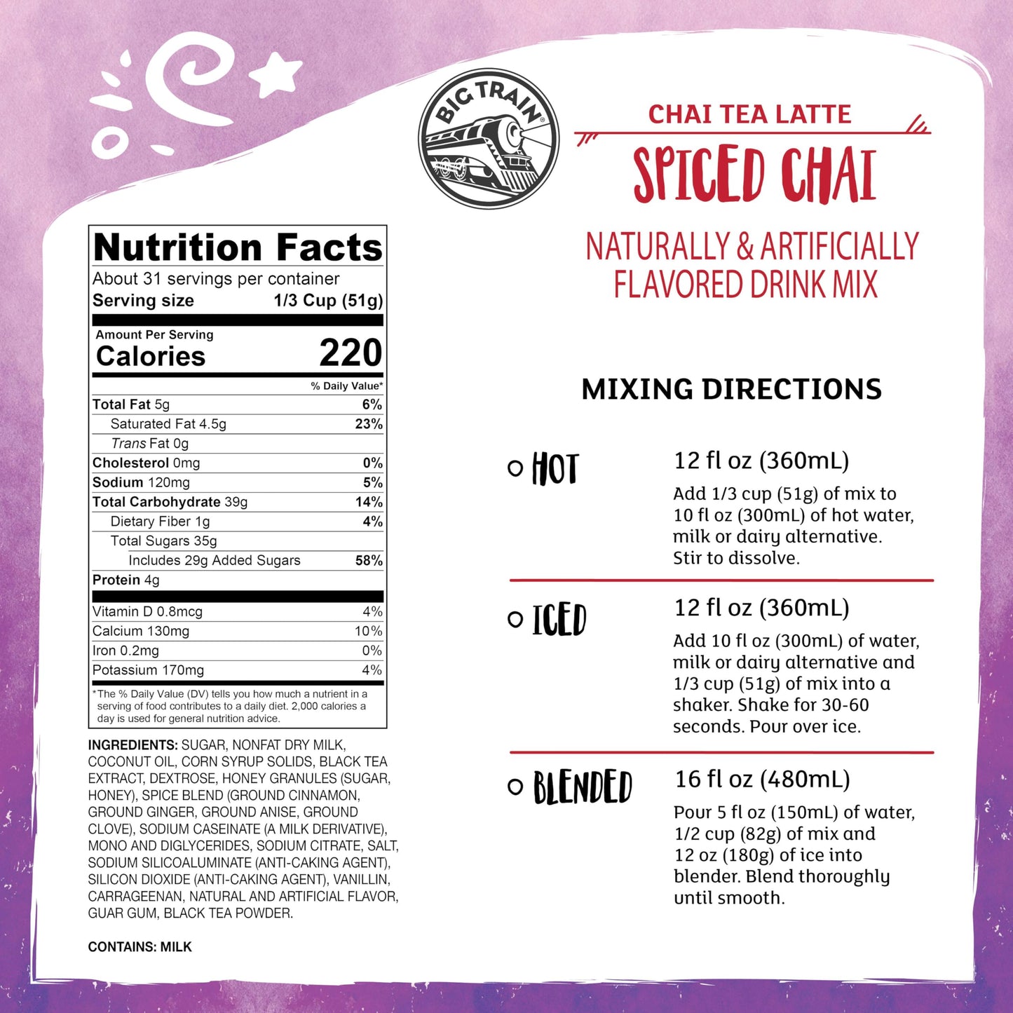 Big Train Spiced Chai Tea Latte Beverage Mix, 3.5 Pound (Pack of 1)
