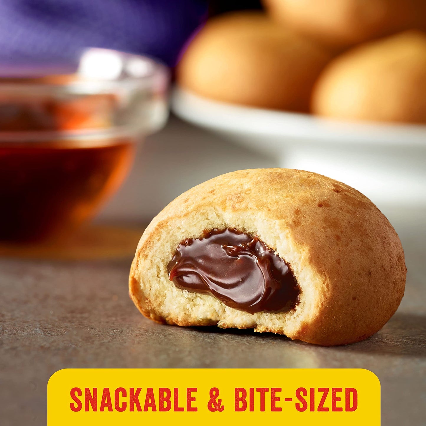 Eggo Stuffed Pancake Bites, Frozen Breakfast, All Day Kids Snacks, Chocolate, 10.15oz Box (18 Pancake Bites)