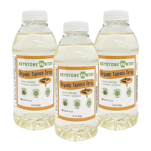 Keystone Pantry Organic Tapioca Syrup - 23 OZ Bottle - Vegan, Gluten Free - HFC, Corn Syrup Substitute - Syrup for Baking, Alternative Sweetener - Make Homemade Fudge, Ice Cream & More - 3 BOTTLES