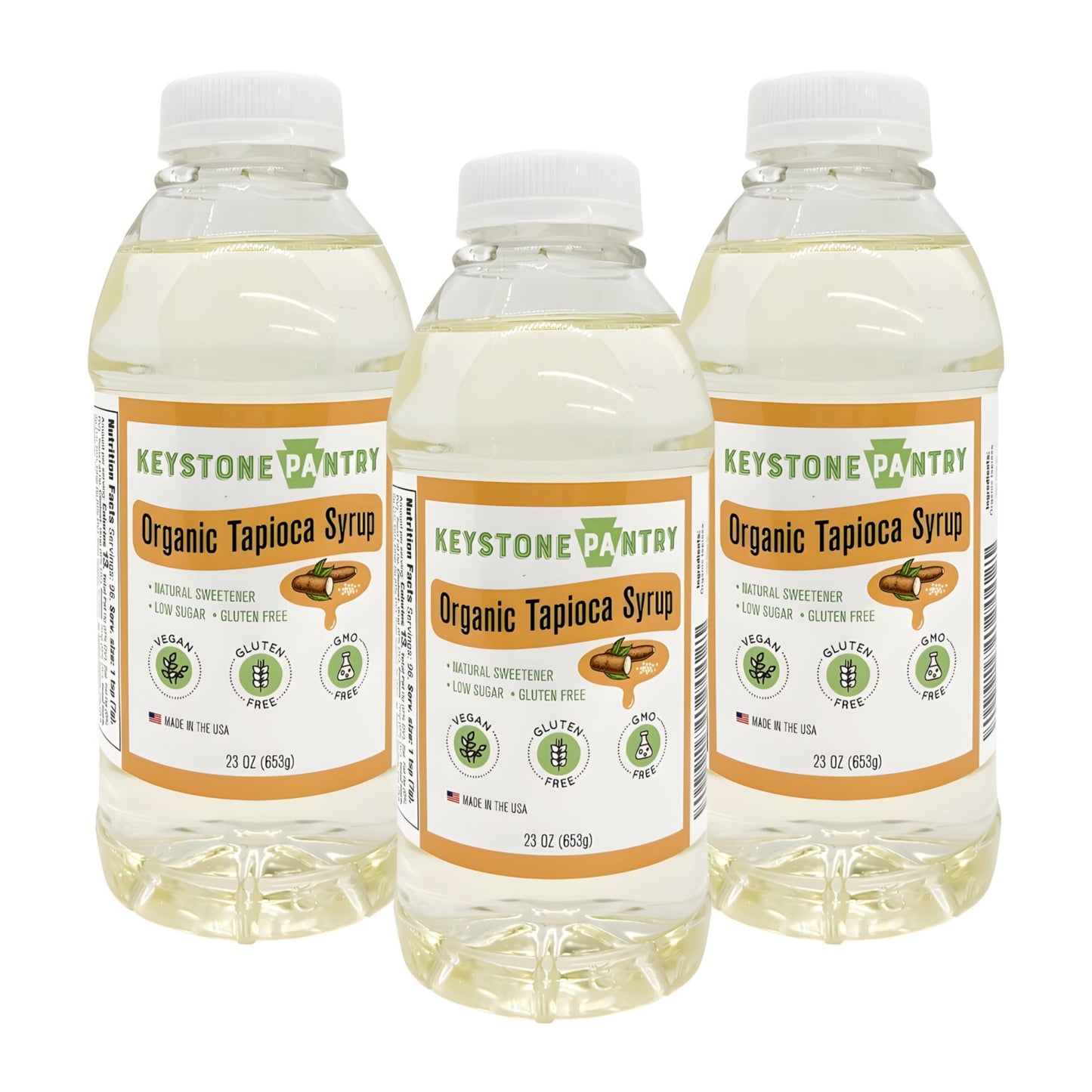 Keystone Pantry Organic Tapioca Syrup - 23 OZ Bottle - Vegan, Gluten Free - HFC, Corn Syrup Substitute - Syrup for Baking, Alternative Sweetener - Make Homemade Fudge, Ice Cream & More - 3 BOTTLES