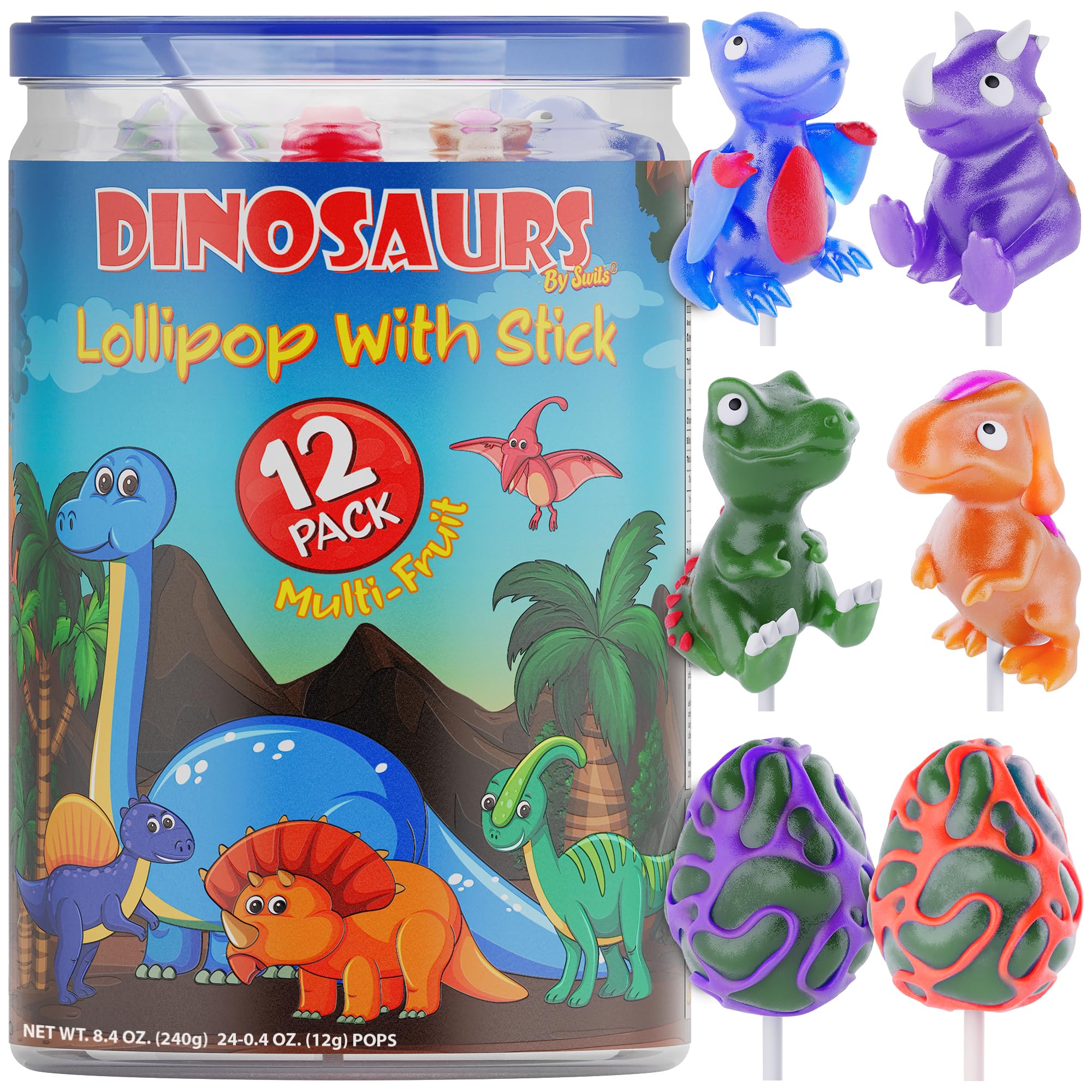 Dinosaur Lollipops 12pk- Dinosaur Candy For Dinosaur Party Favors - Dinosaur Suckers & Dino Candy - Dinosaur Shaped Lollipop For Dino Party Favors
