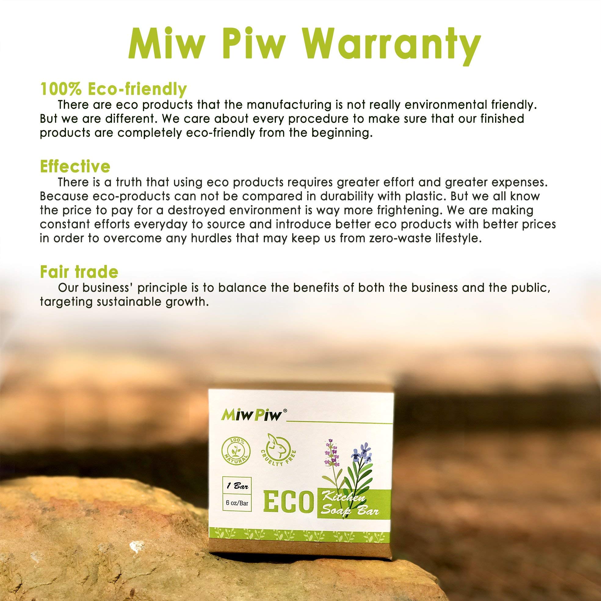 Miw Piw Vegan Dish Soap Bar Pack 2- Large 5 Ounce - Lather Clean Safe Ingredients- Plastic Free Palm Oil Free - Zero Waste Eco Friendly Kitchen