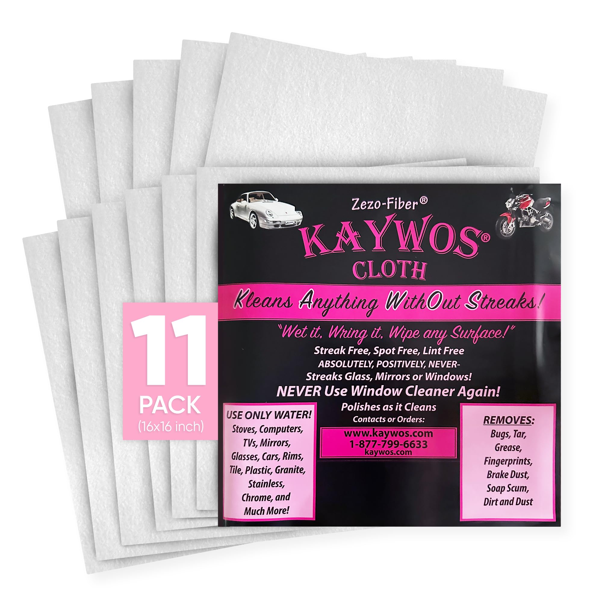 Kaywos Zezo-Fiber Microfiber Cleaning Cloths - Highly Absorbent Premium Towels for Cars, Kitchen, Glass, and Automotive Surfaces Soft Lint-Free