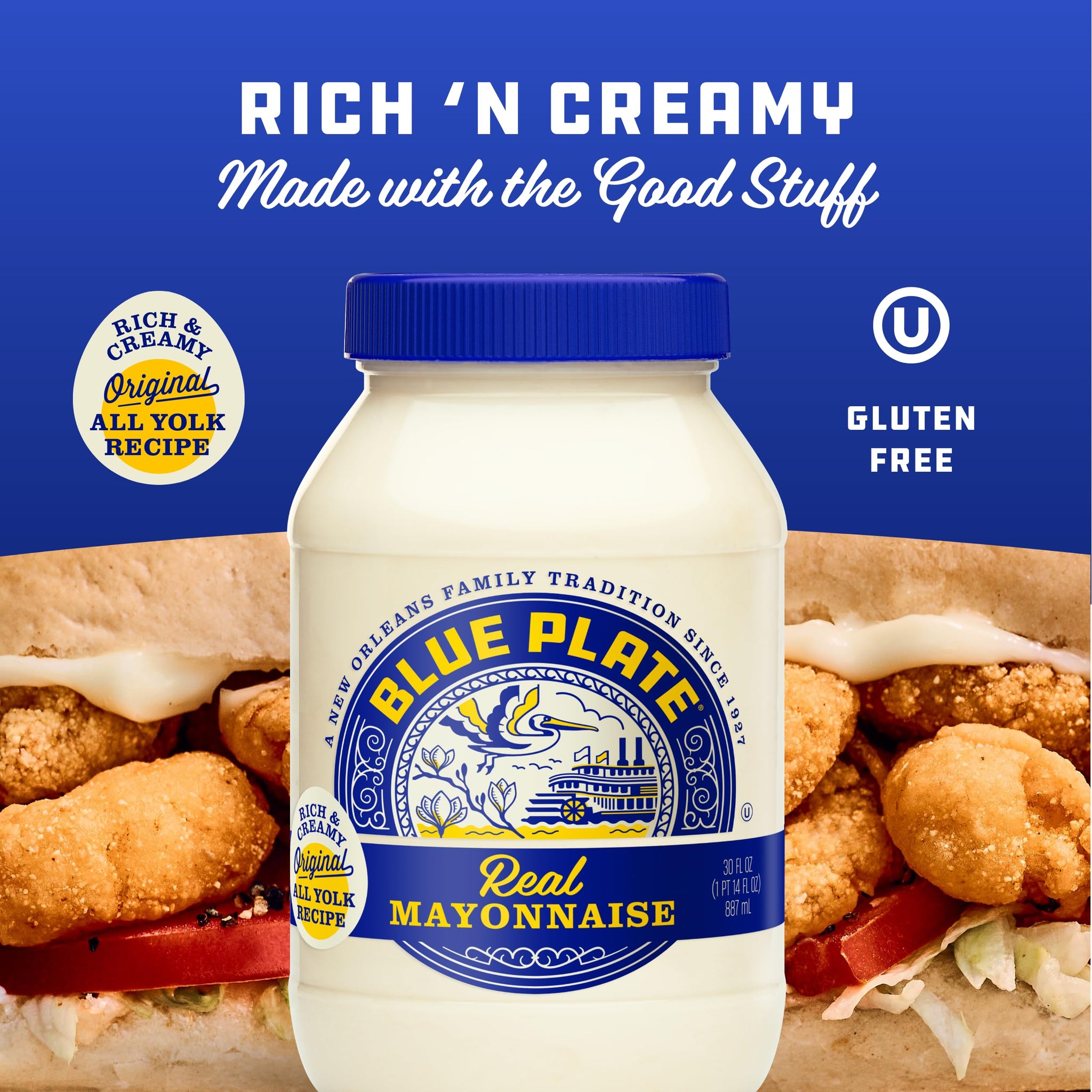 Blue Plate Hot & Spicy Mayonnaise, Rich and Creamy Mayo with a Southern Kick - 12 Fl Oz Squeeze Bottle (Pack of 6)