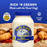 Blue Plate Real Mayonnaise, Homestyle Mayo For Chicken Salad to Deviled Eggs, 30 Fl Oz Jar (Pack of 1)